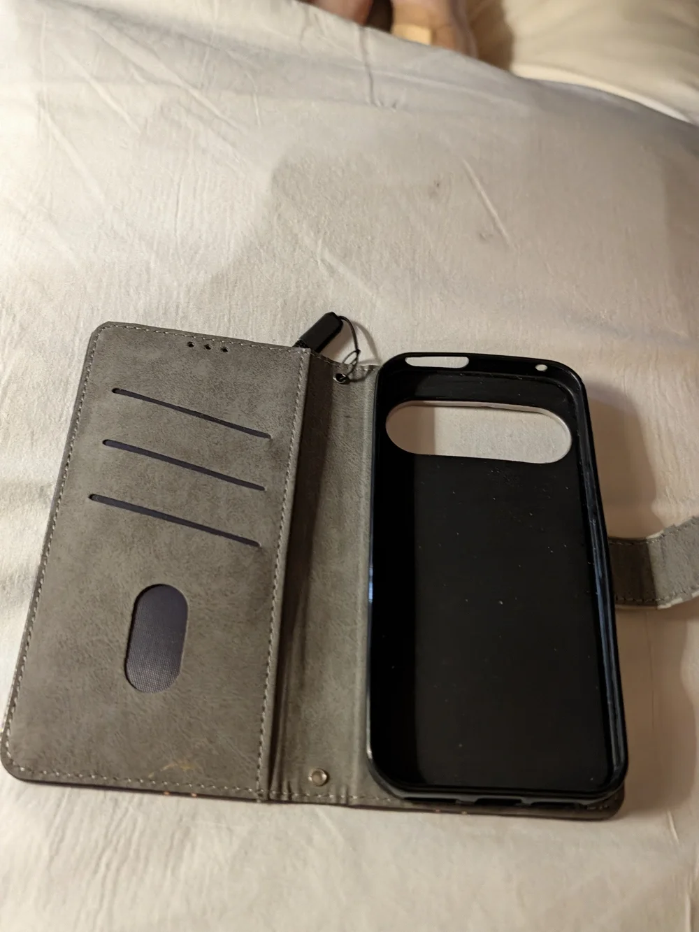 Purple Butterfly Wallet Phone Case with Wrist Strap